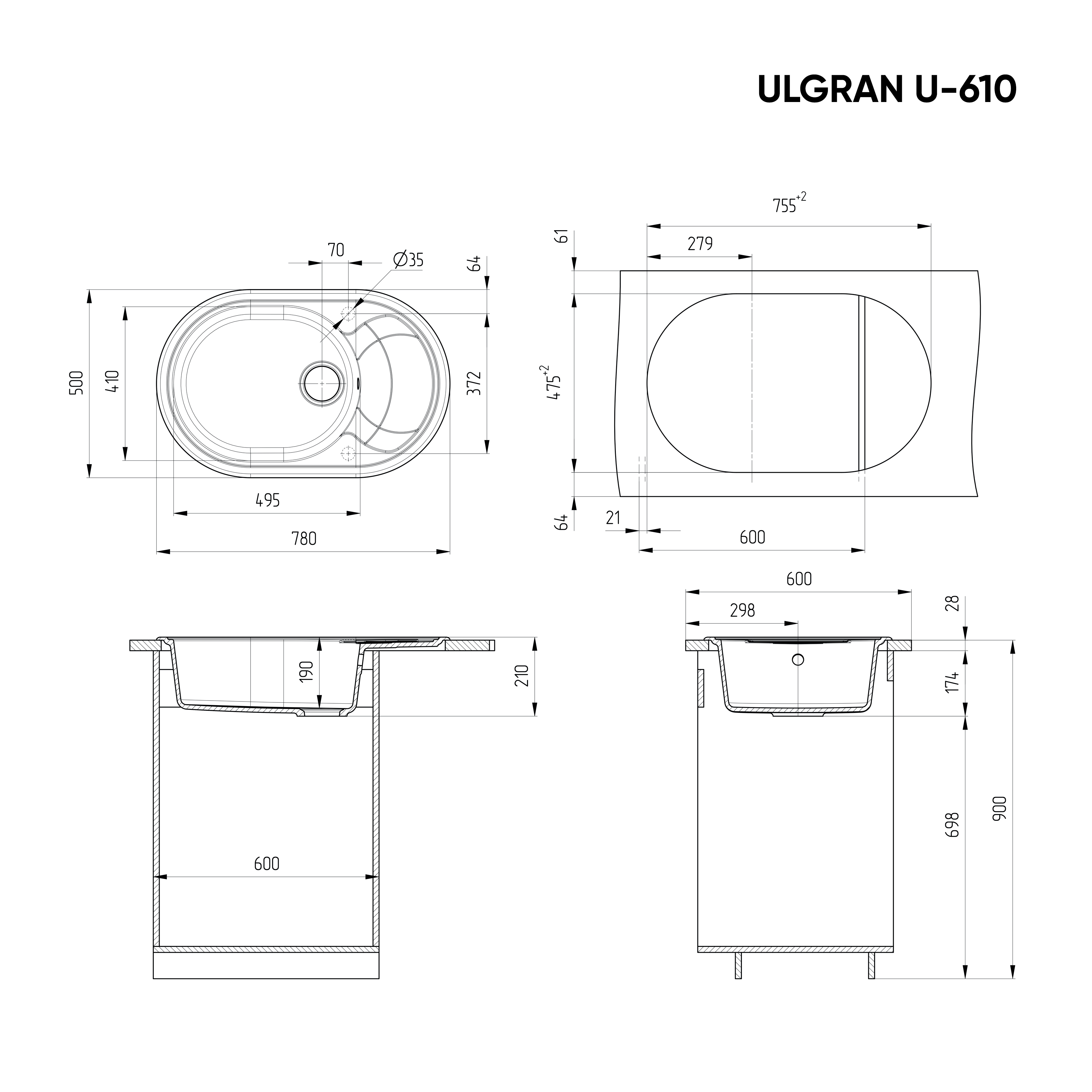 Мойка Ulgran U-610-331 белый